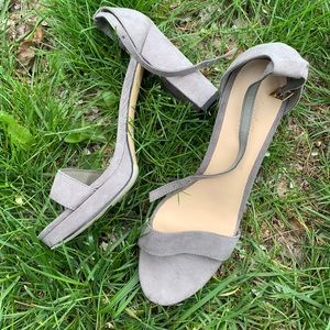 Grey velvet heels